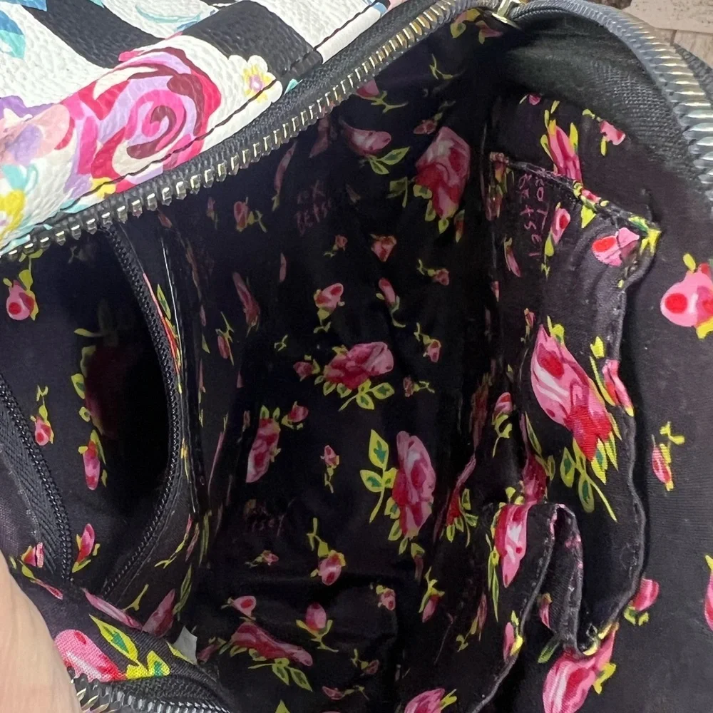 Betsey Johnson Floral Patterned Backpack with Bow Detail